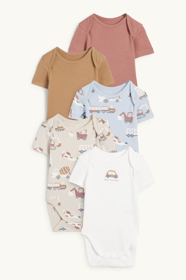 Bébés garçons - Lot de 5 - véhicules - bodys bébé - bleu clair