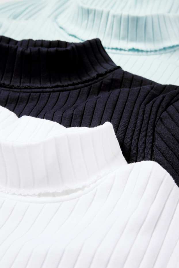 Bambine - Confezione da 3 - maglia con collo a dolcevita - a coste - bianco