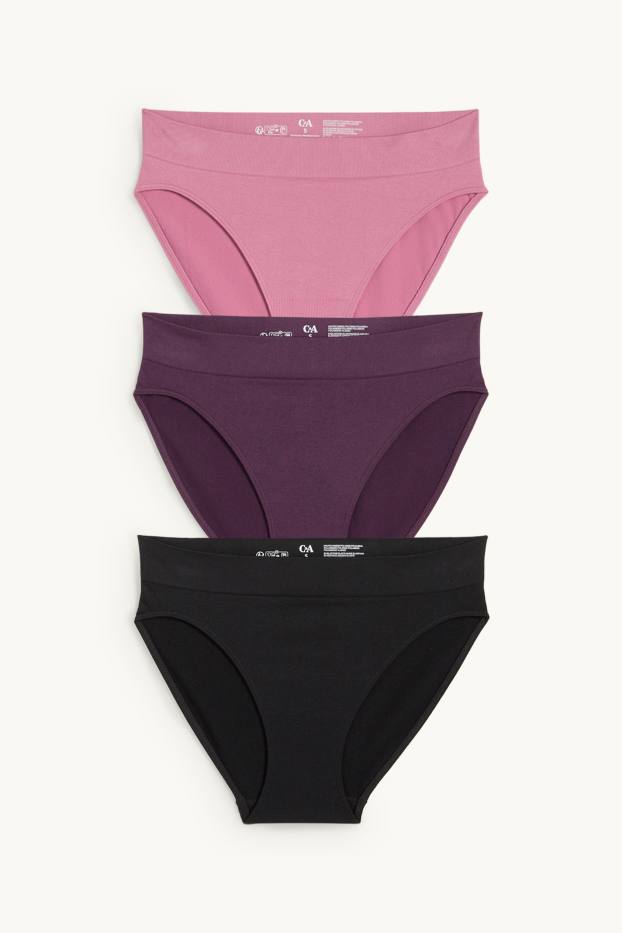 Women - Multipack of 3 - briefs - seamless - violet