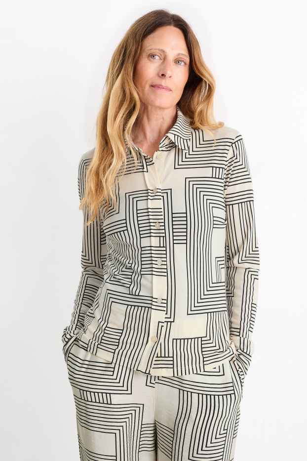 Donna - Blusa - fantasia - bianco crema