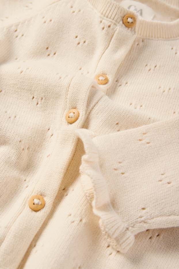 Bebeluși - fete - Cardigan tricotat bebeluși - alb-crem
