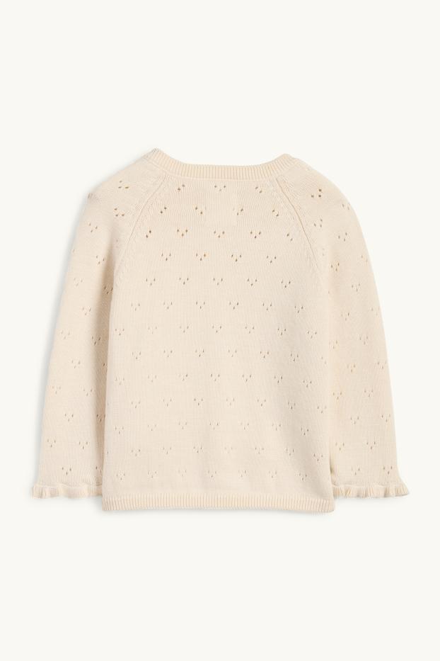 Bebeluși - fete - Cardigan tricotat bebeluși - alb-crem