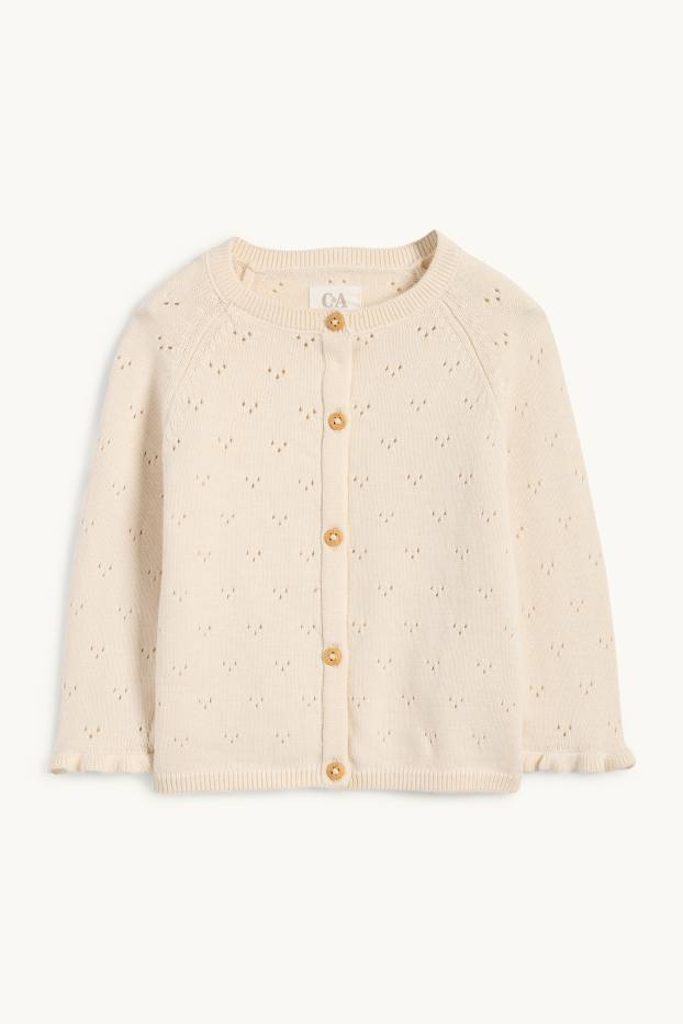 Bebeluși - fete - Cardigan tricotat bebeluși - alb-crem