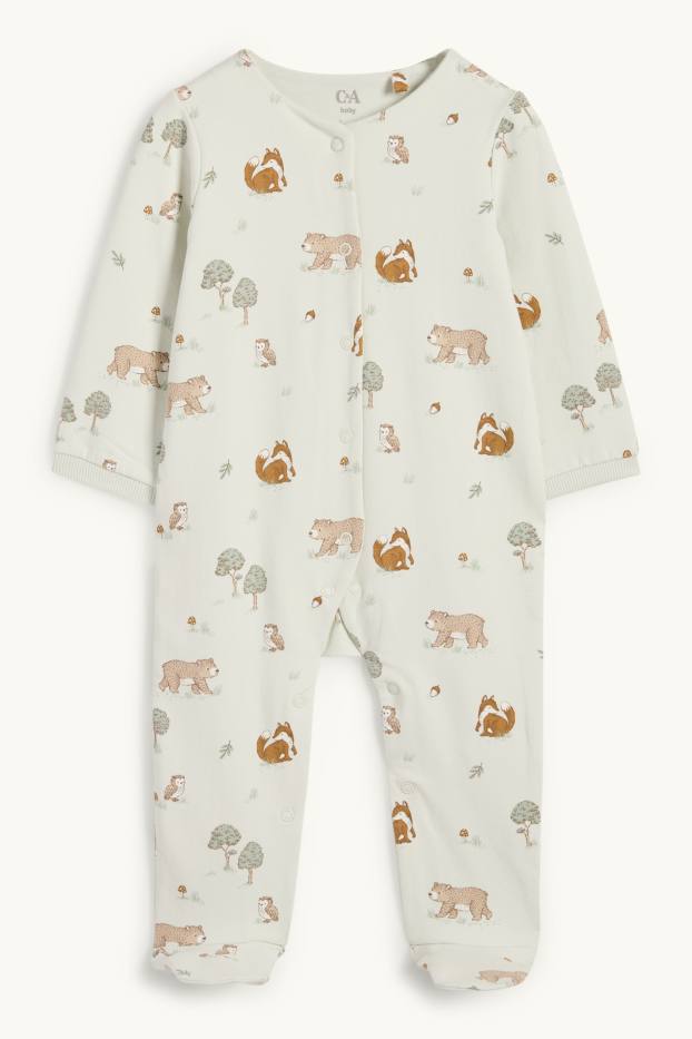 Unisex - Bosdieren - babypyjama - mintgroen