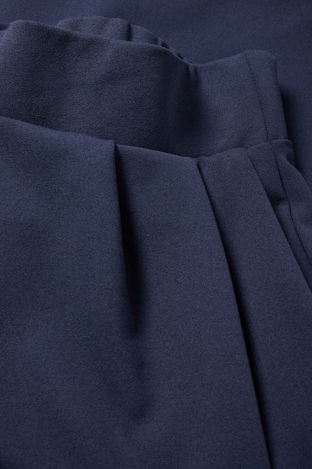 Women - Jersey trousers - mid-rise waist - palazzo - dark blue