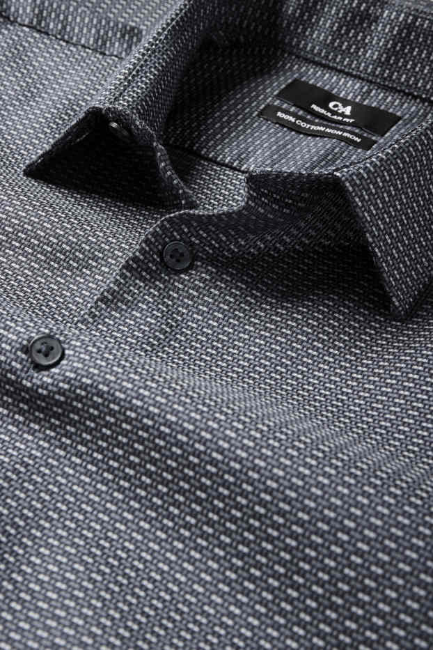 Hommes - Chemise de bureau - regular fit - col kent - sans repassage - à motif - bleu foncé