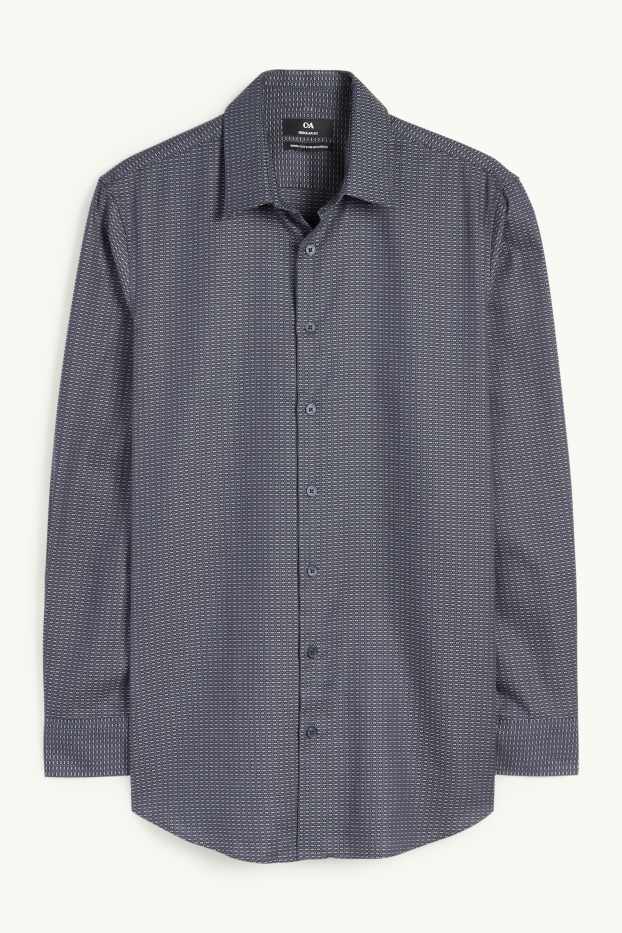Hommes - Chemise de bureau - regular fit - col kent - sans repassage - à motif - bleu foncé