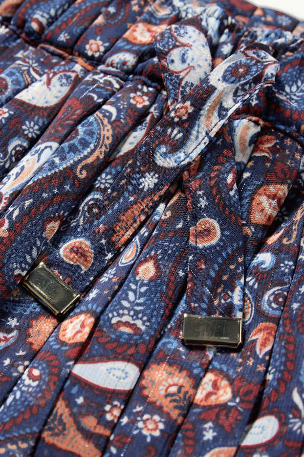 Děti - dívky - Plisovaná sukně - se vzorem - tmavomodrá