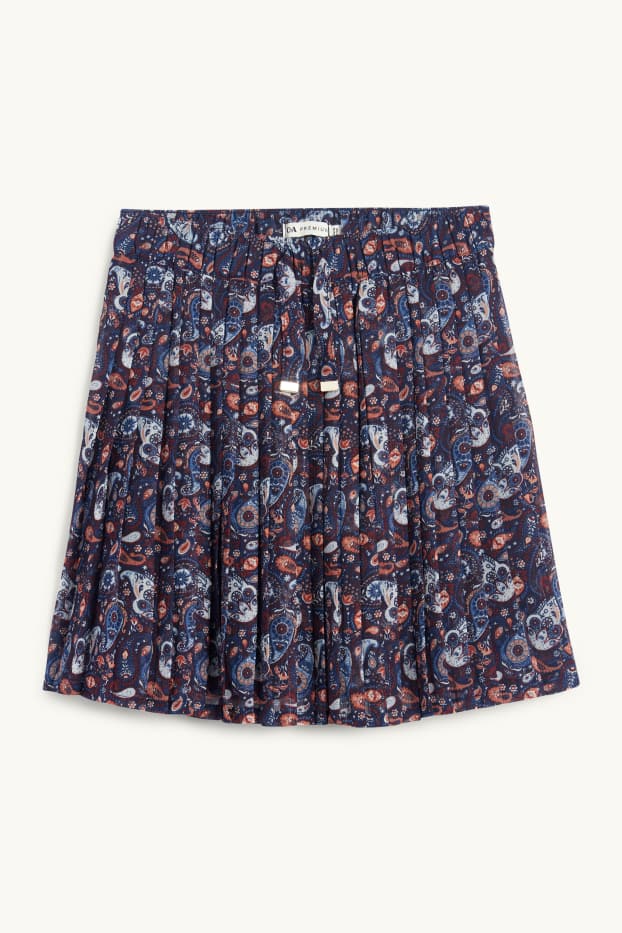 Děti - dívky - Plisovaná sukně - se vzorem - tmavomodrá