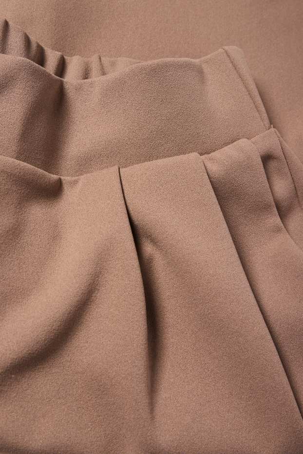 Dames - Broek van jersey - mid waist - palazzo - lichtbruin