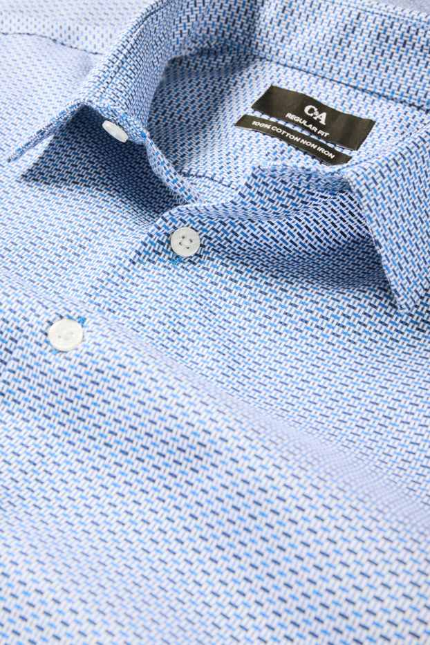Men - Business shirt - regular fit - kent collar - easy-iron - patterned - light blue