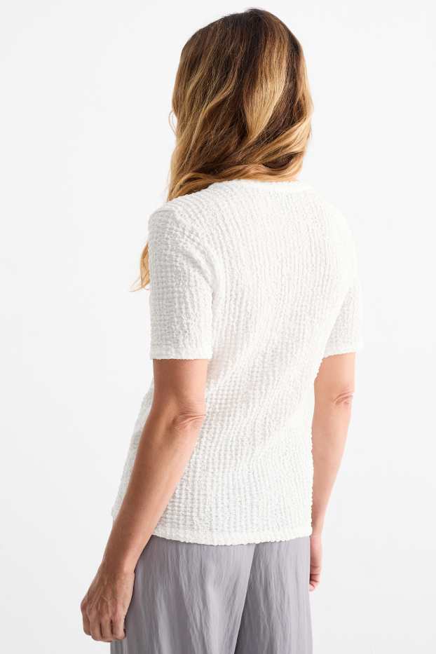 Femei - Tricou - regular fit - structurat - alb