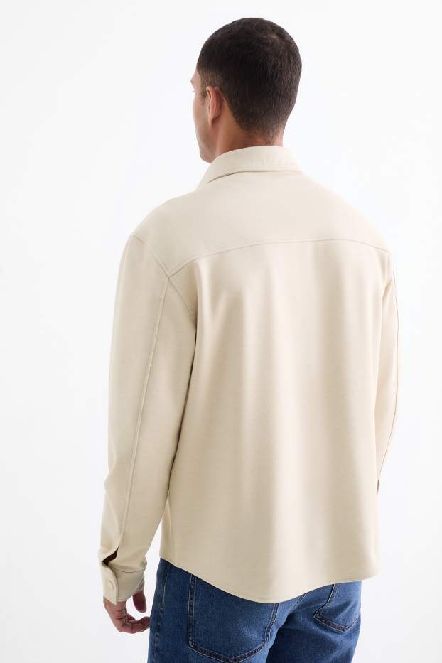Heren - Overhemd - relaxed fit - kent - licht beige