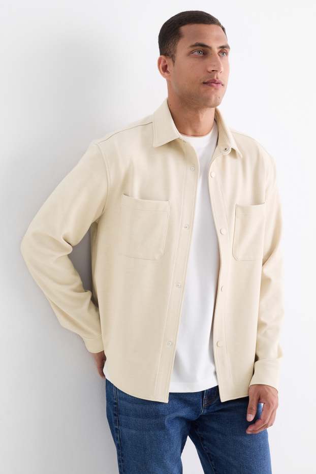 Heren - Overhemd - relaxed fit - kent - licht beige