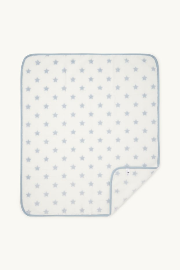 Bébés garçons - Petites étoiles - couverture pour bébé - 100 x 85 cm - blanc / bleu