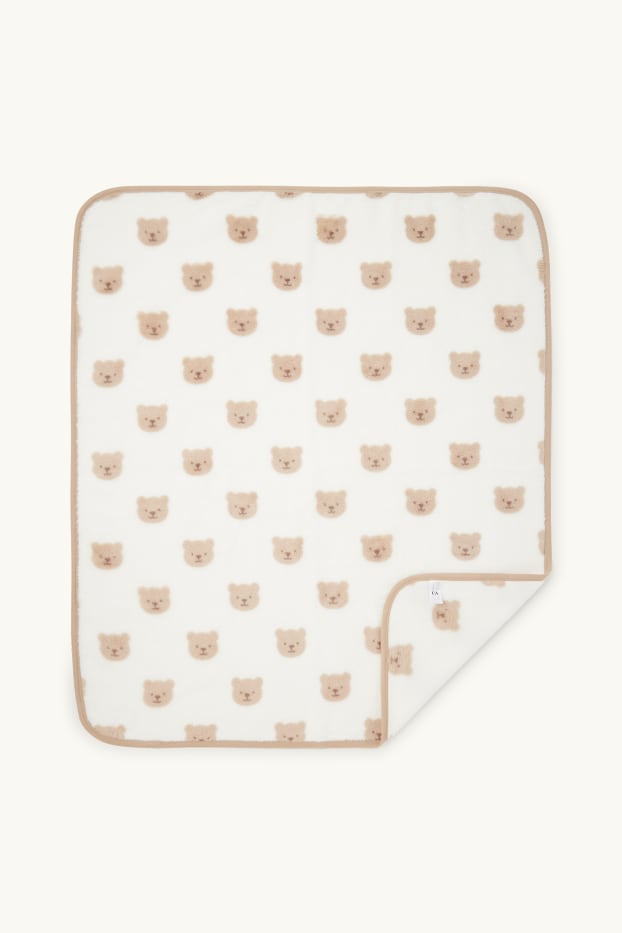 Unisexe - Oursons - couverture pour bébé - 100 x 85 cm - blanc / beige