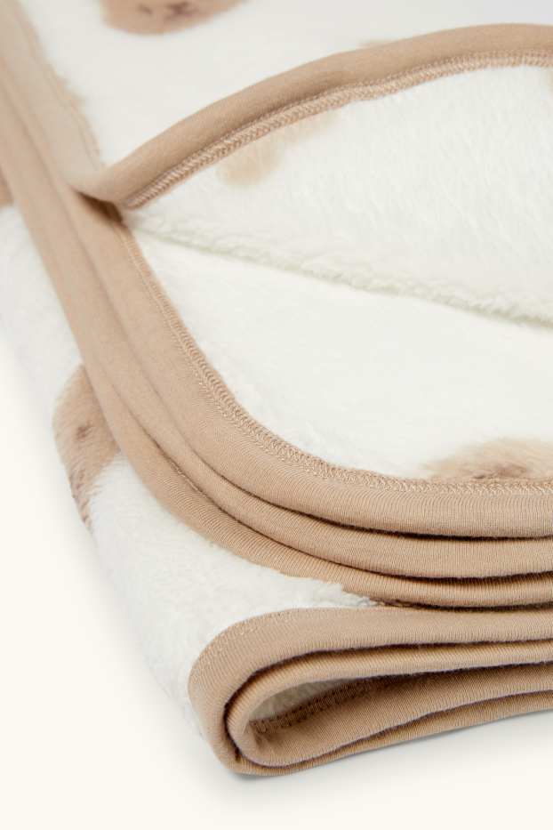 Unisexe - Oursons - couverture pour bébé - 100 x 85 cm - blanc / beige
