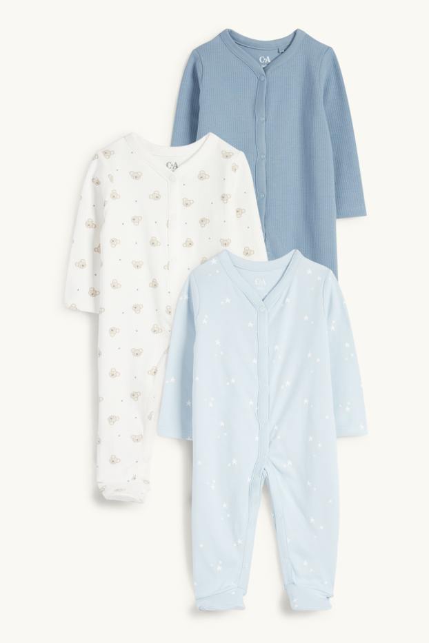 Bébés garçons - Lot de 3 - petites étoiles et koala - pyjamas bébé - bleu / blanc