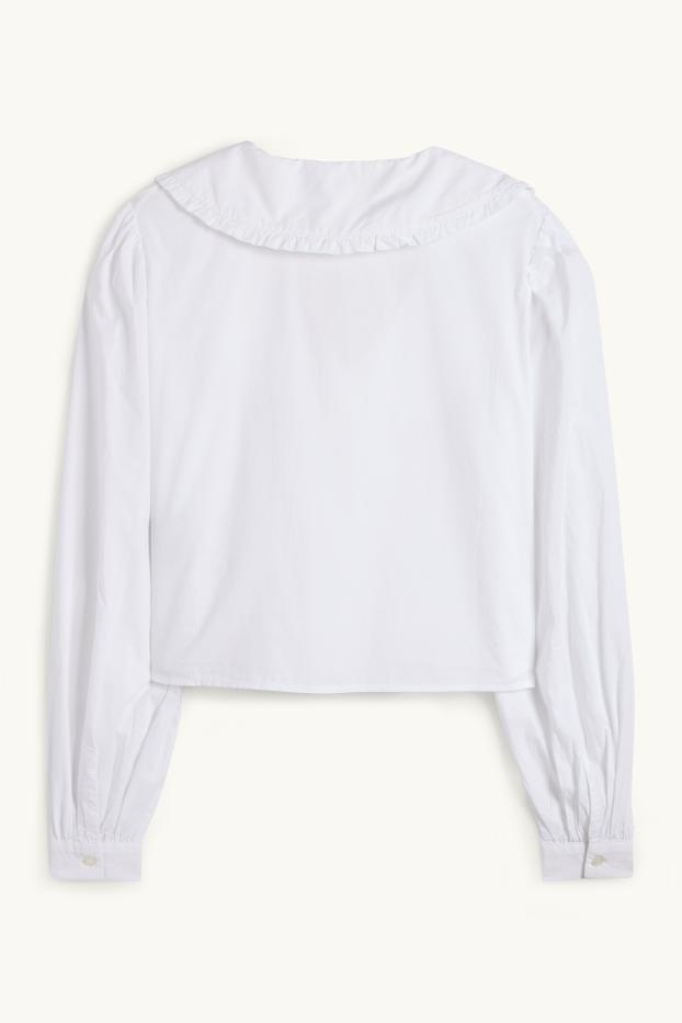 Women - V-neck blouse - white