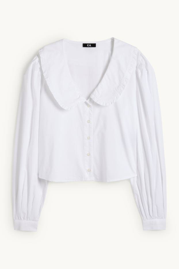 Women - V-neck blouse - white