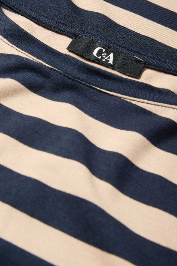 Women - T-shirt - regular fit - striped - blue / beige
