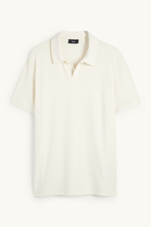 Hommes - Polo - regular fit - finition texturée - blanc crème