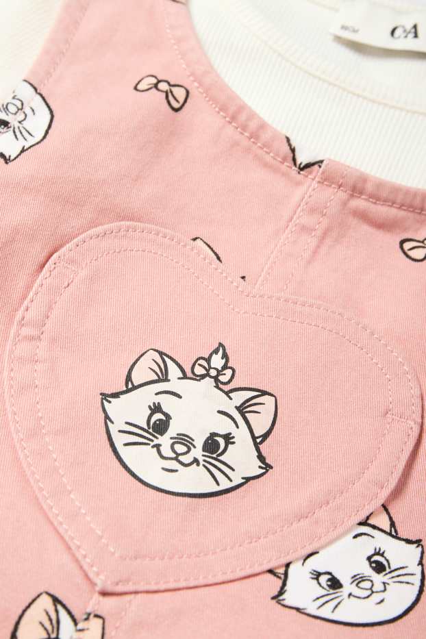 Bambine - Gli Aristogatti - set - maglia a maniche lunghe e vestito di jeans - 2 pezzi - bianco