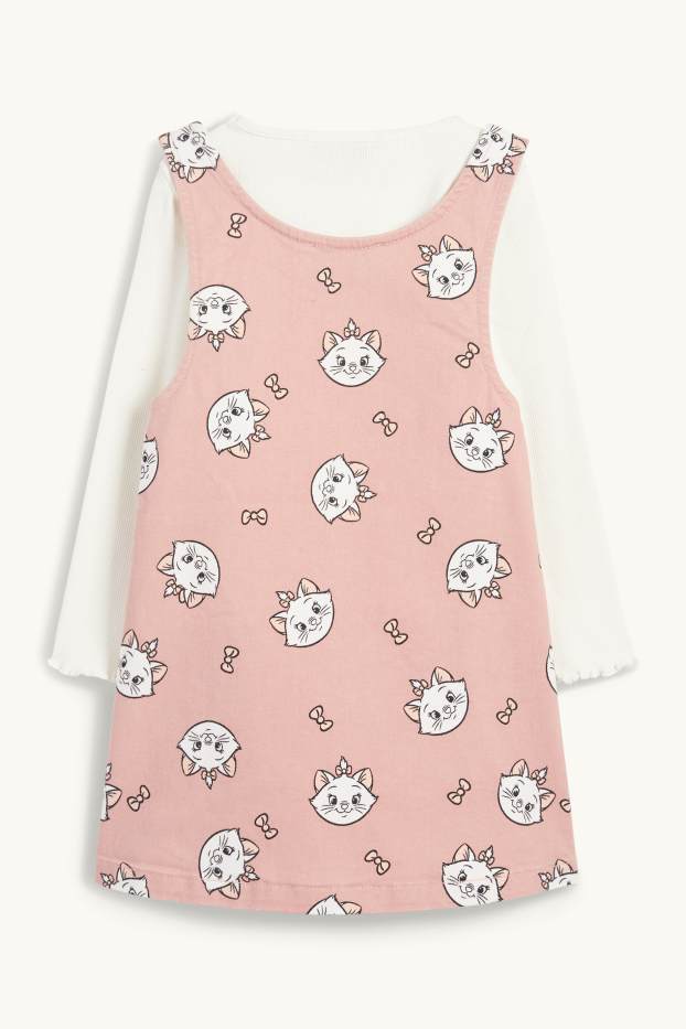 Bambine - Gli Aristogatti - set - maglia a maniche lunghe e vestito di jeans - 2 pezzi - bianco