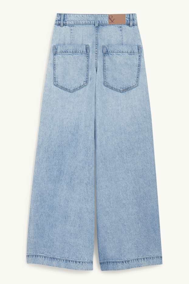 Women - Palazzo jeans - mid-rise waist - denim-light blue