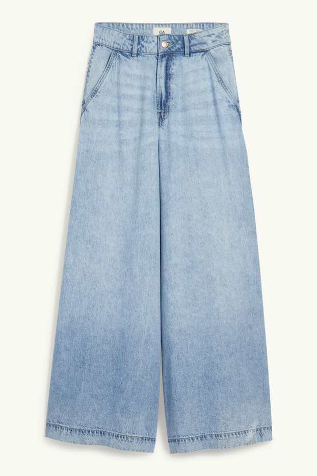 Women - Palazzo jeans - mid-rise waist - denim-light blue