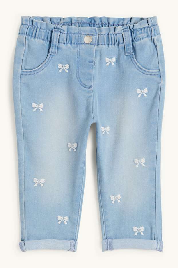 Baby: meisjes - Strik - babyspijkerbroek - blauw