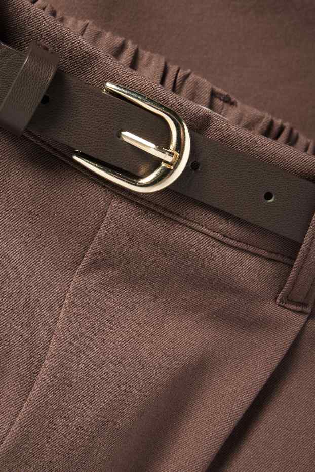 Kinder Mädchen - Stoffhose mit Gürtel - braun