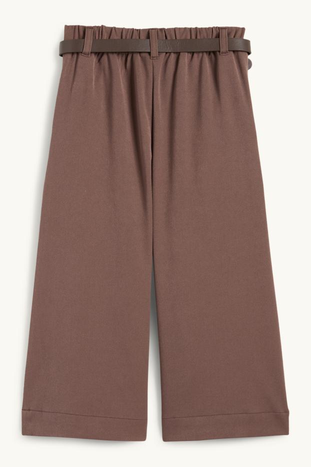 Kinder Mädchen - Stoffhose mit Gürtel - braun