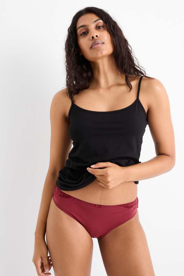 Dames - Set van 3 - Braziliaanse slip - rood