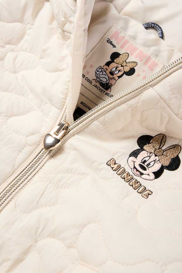 Kinder Mädchen - Minnie Maus - Steppjacke mit Kapuze - wasserabweisend - hellbeige