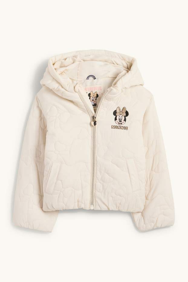 Kinder Mädchen - Minnie Maus - Steppjacke mit Kapuze - wasserabweisend - hellbeige