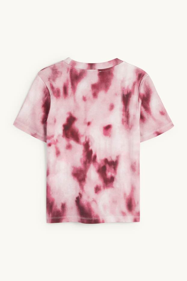Damen - T-Shirt - Slim Fit - gemustert - pink / rosa