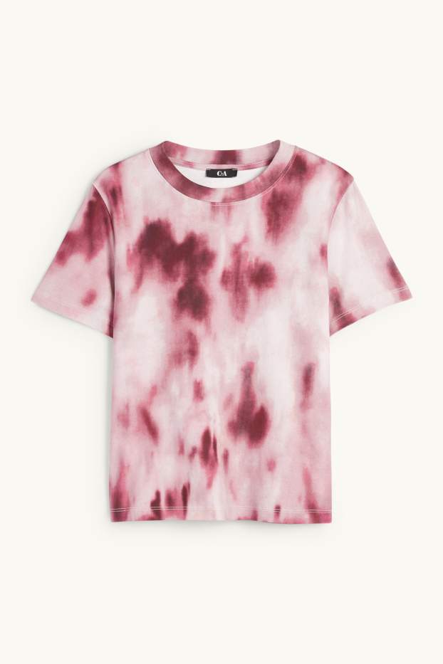 Damen - T-Shirt - Slim Fit - gemustert - pink / rosa