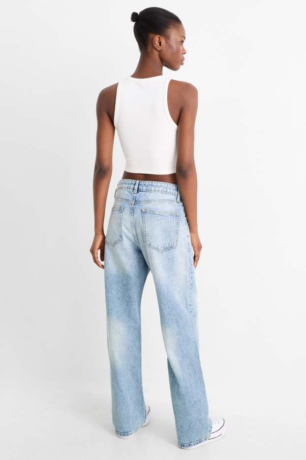 Women - Baggy jeans - mid-rise waist - denim-light blue