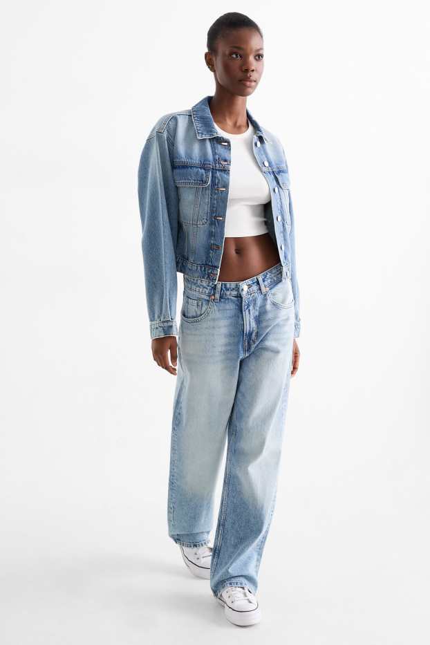 Women - Baggy jeans - mid-rise waist - denim-light blue