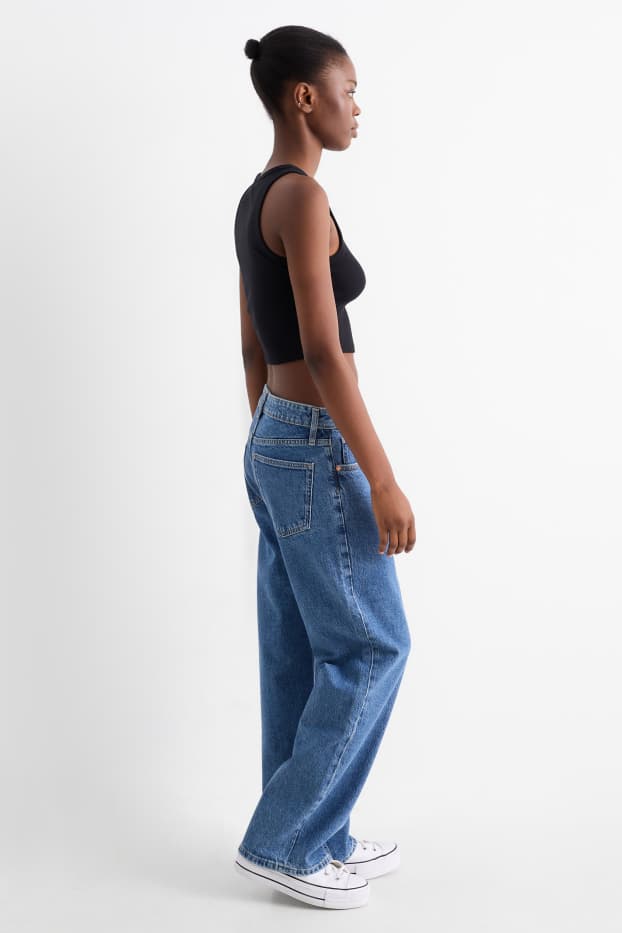 Damen - Baggy Jeans - Mid Waist - jeansblau