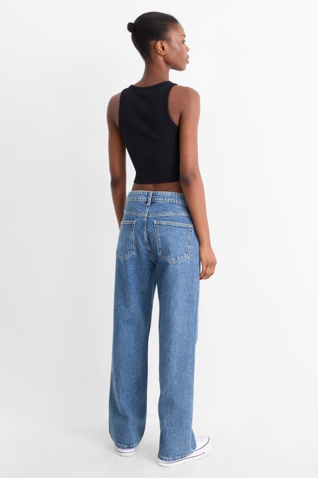 Damen - Baggy Jeans - Mid Waist - jeansblau