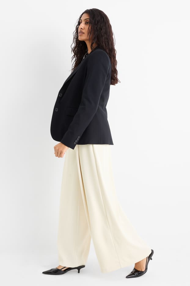 Women - Cloth trousers - high waist - wide leg - cremewhite