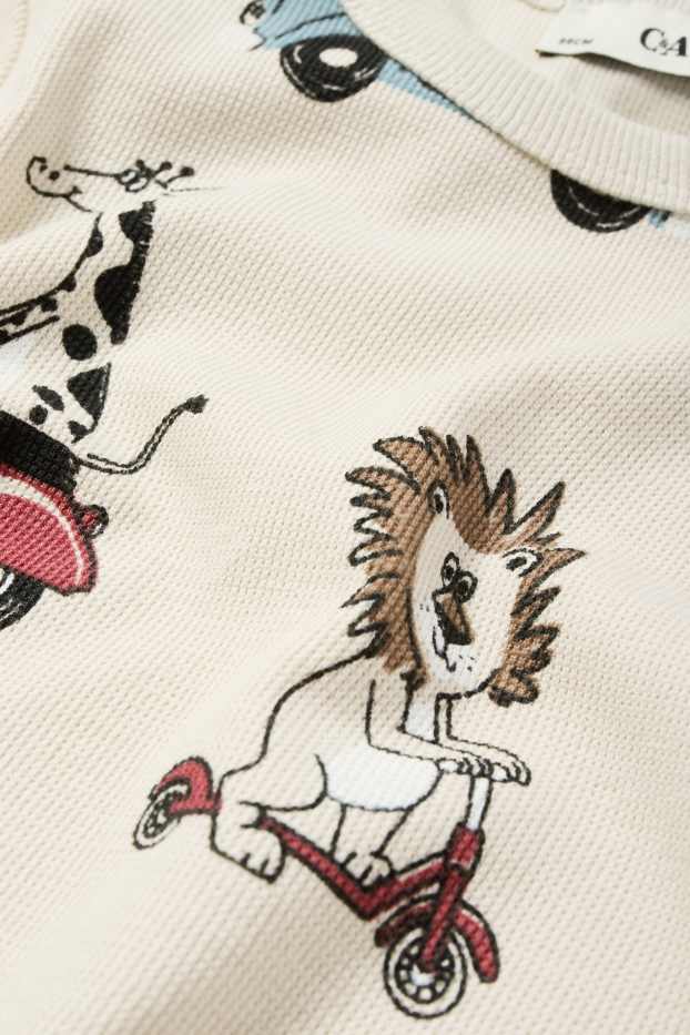 Kinder Jungen - Fahrzeuge und Wildtiere - Sweatshirt - strukturiert - hellbeige