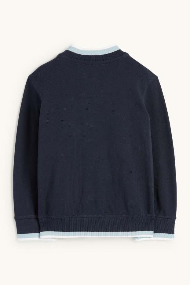 Kinder Buben - Bär und Auto - Collegejacke - strukturiert - dunkelblau