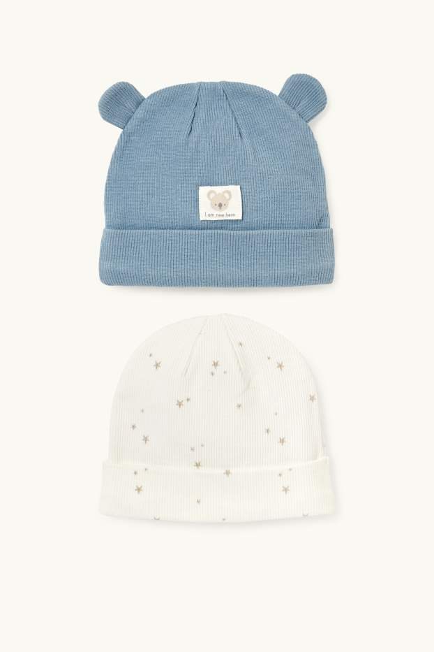 Nadó nen - Paquet de 2 - coala i estrelles - gorra per a nadó - acanalada - blau