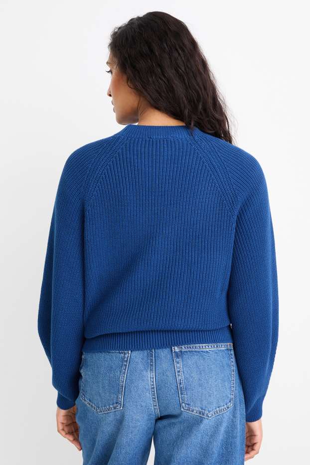 Femmes - Pull - finition côtelée - bleu