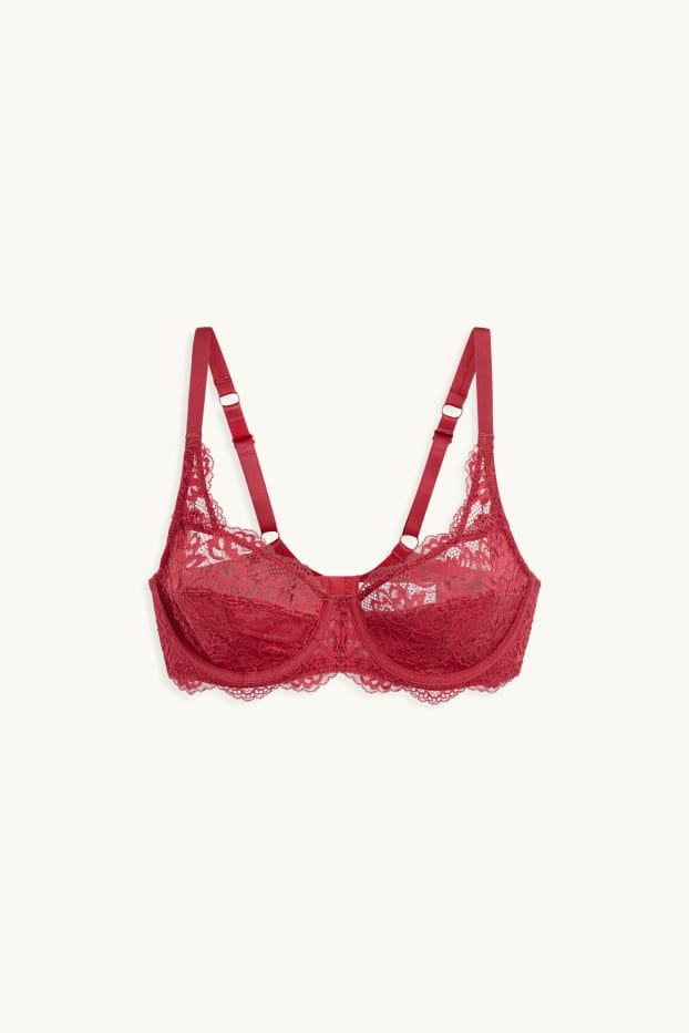 Dámské - Podprsenka s kosticemi - tmavočervená