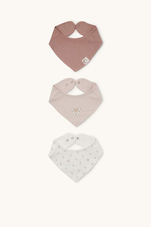 Baby Mädchen - Multipack 3er - Blümchen und Rehkitz - Baby-Dreieckstuch - rosa