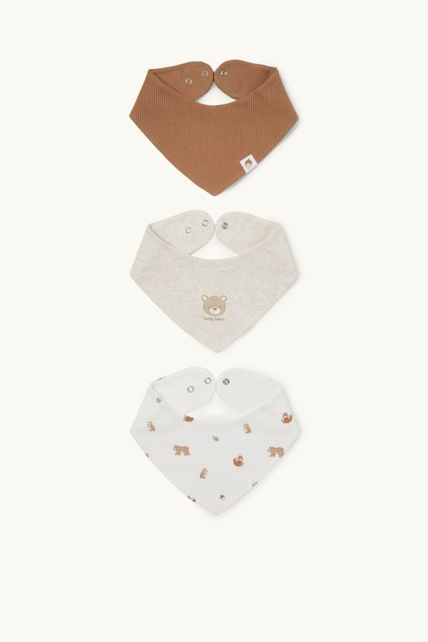 Unisex - Confezione da 3 - motivo animali del bosco - bavetta per neonati - beige chiaro